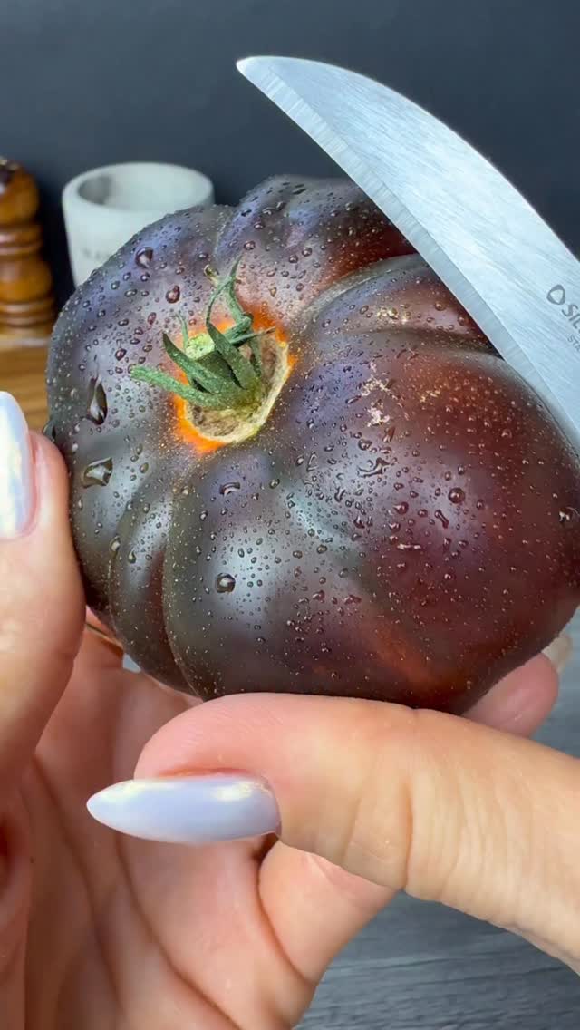 ASMR wasting black tomato #asmr #knife #food