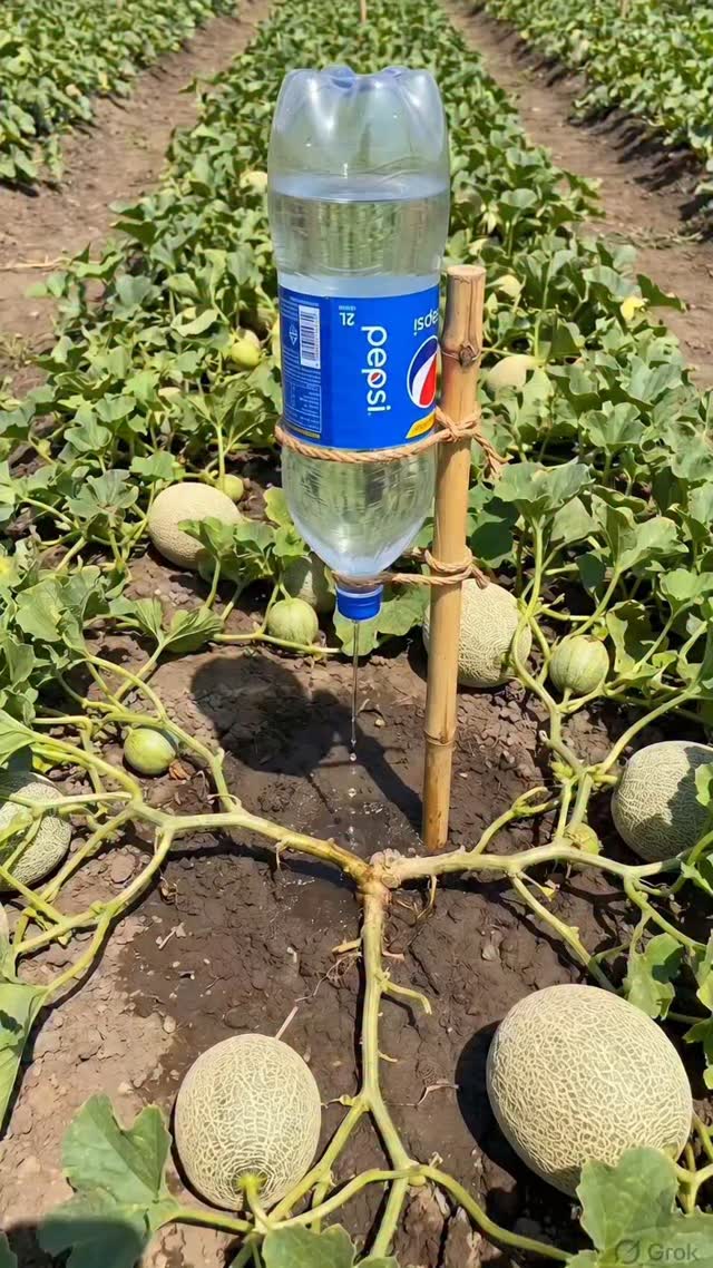 Waste Pepsi Bottle Drip irrigation technique for Muskmelon Fruit #gardentips #dripirrigationsystem #…