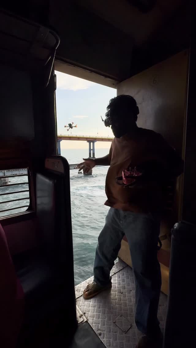 AI or Real? Did I actually throw the drone? #pambanbridge #tamilnadu #train #incredibleindia🇮🇳 #dron…