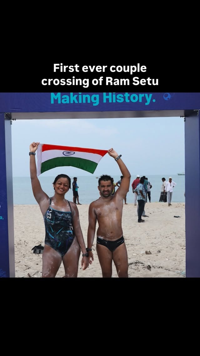 First ever couple to swim from Sri Lanka to India! 🇮🇳 Still cannot believe how far we’ve come in jus…