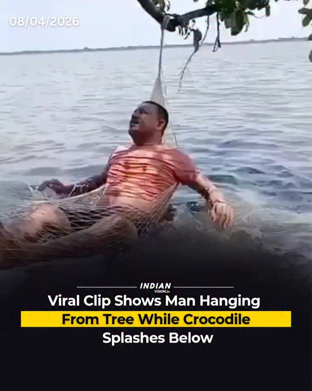 A calm moment by the water took a frightening turn when a man relaxing in a hammock tied to a tree b…