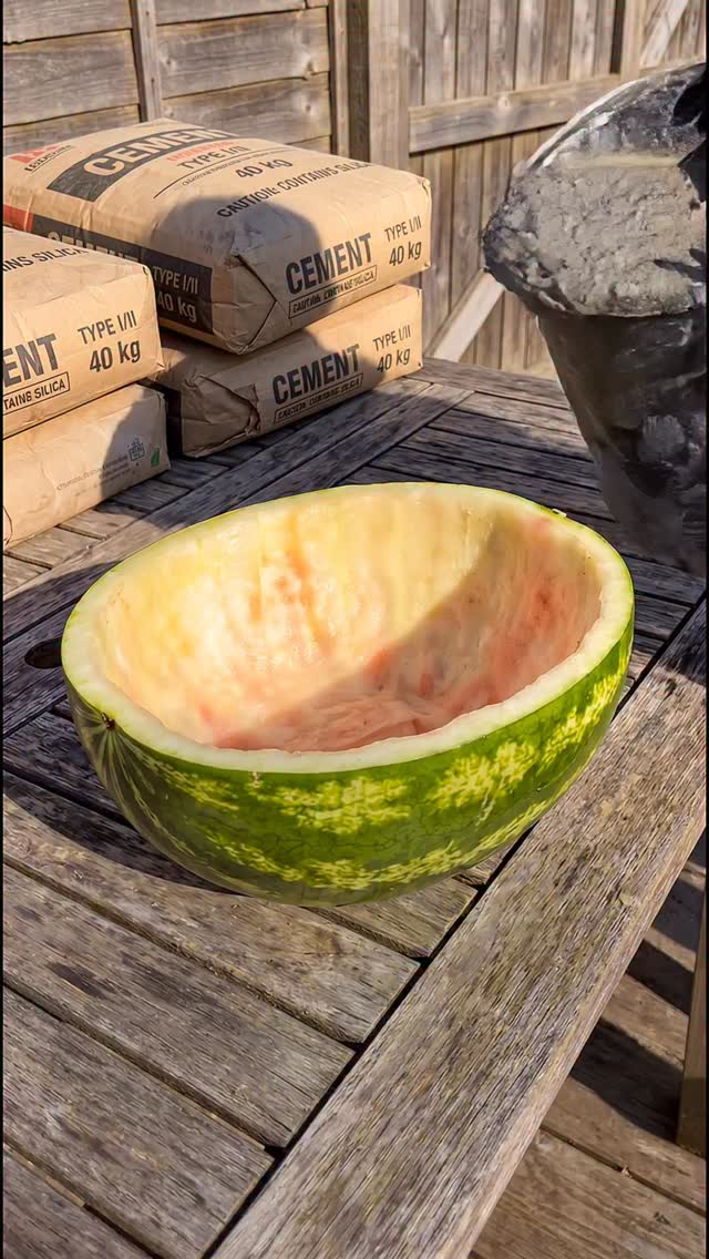 Turning a Watermelon Into a Beautiful Concrete Planter 🍉🪴 . . . I transformed a watermelon into an a…