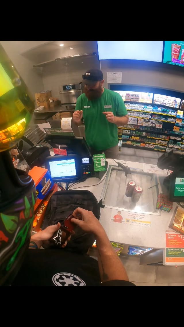 The most legendary gas station pov of all time 😂 #biker #bikelover #pov #viral #2wheelfeels