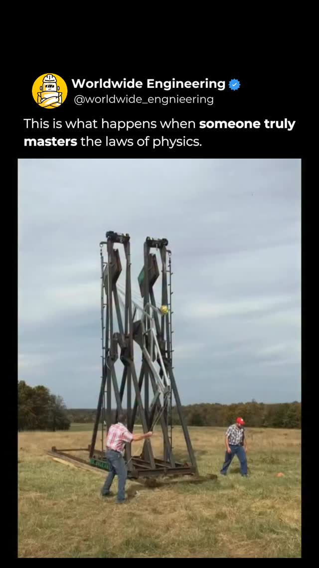Before engines existed, engineers relied on gravity and leverage. This large trebuchet stores energy…