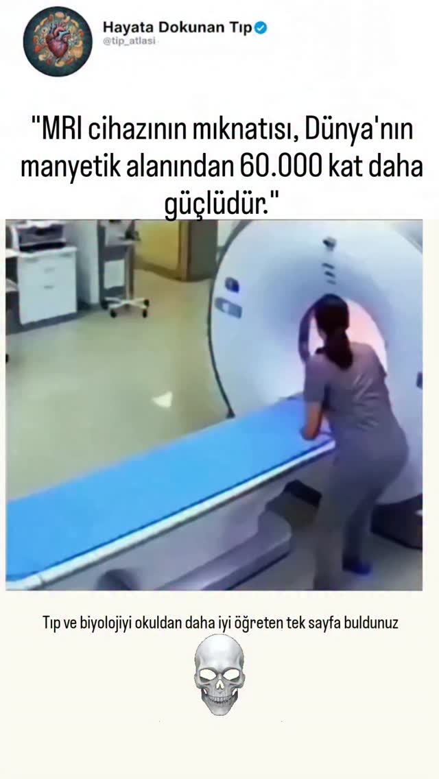 MR (Manyetik Rezonans) cihazı 🧲, vücuttaki dokuların detaylı görüntülerini almak için güçlü manyetik…