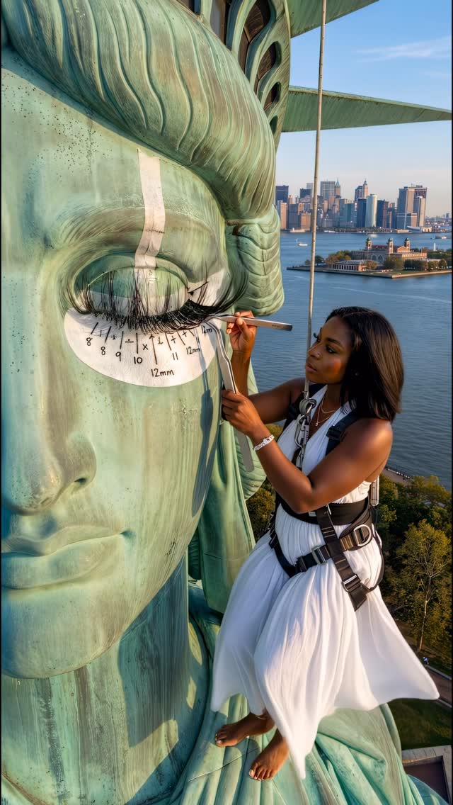 She’s been needing a lash tech for 138 years. I showed up. 🗽✨ This is me - Al generated - putting a …