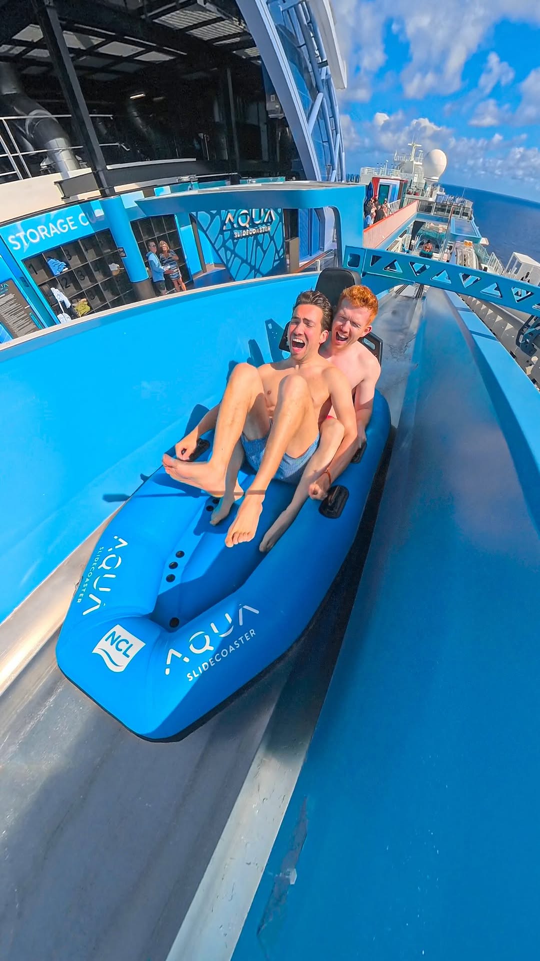 Waterslide with a launch: would you dare? 😳💦 This hybrid roller coaster and waterslide uses a magnet…