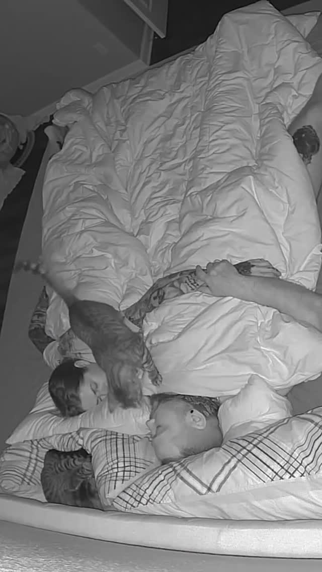 2am laughs… nothing unusual in this family 😁😂… Some time ago Kai sneezed in my face at night. Etgar …