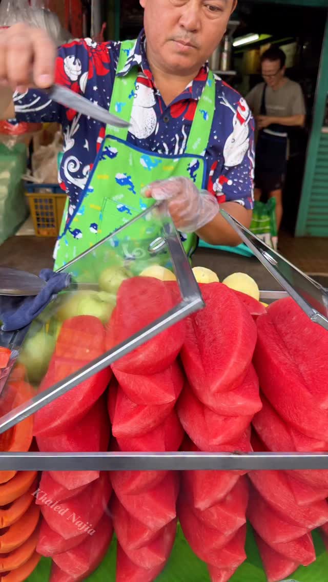 Fresh & Juicy Thai Fruit for Just 60 Cents! #watermelon #fruitfresh #fruitcutting #mango