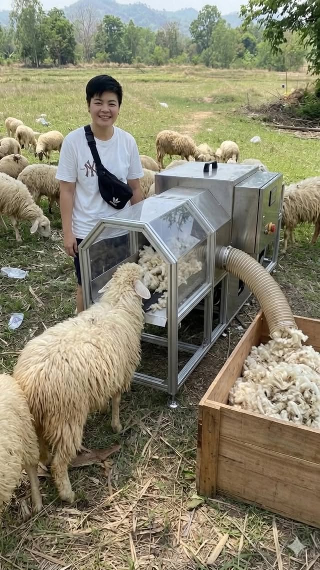ถ้าแกะขนยาวต้องทำแบบนี้ If you have a long-haired sheep, you have to do this.