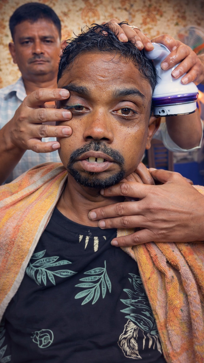 Helicopter Uncle Gets a Spa Day 😂 📍Located in South India for $0.50 a session! #nothingnormal #spa
