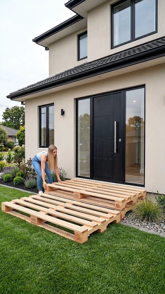 From Wooden Pallets to a Stunning Front Deck