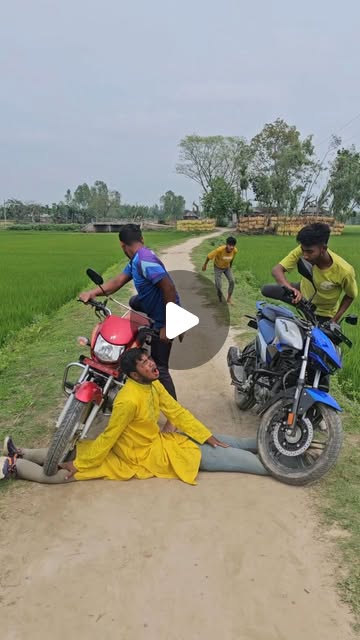 The boys fled on their motorcycles.70#funny