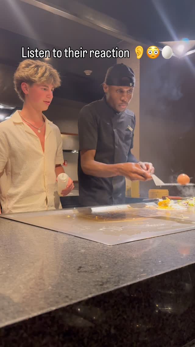 Covered one… TWO appeared 😳🥚 That ‘WOW’ in the background says it all 🔥 #hibachi #reaction #shawnthe…