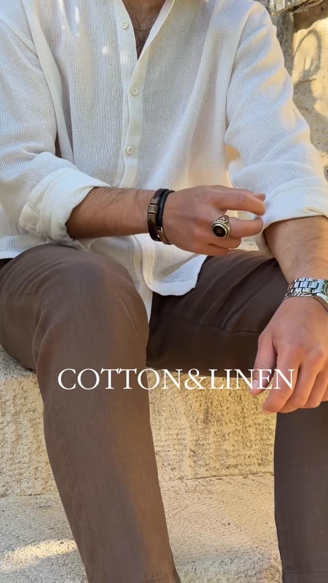 Yazın en rahat kombini Keten pantolon + pamuk gömlek Espadril ile tamamla Hafif. Nefes alır. Şık. Gü…