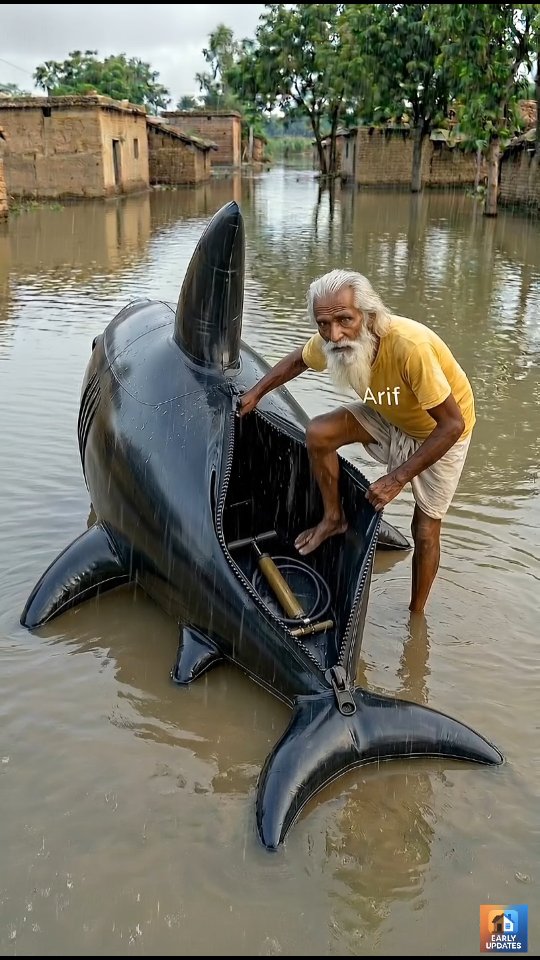 Flood Everywhere, But I Found a Safe Shelter 🌊🦈 #FloodSurvival #creativeideas #DesiInnovation #lifeh…