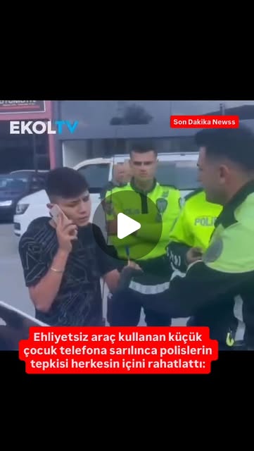Ehliyetsiz araç kullanan küçük çocuk telefona sarılınca polislerin tepkisi herkesin içini rahatlattı…