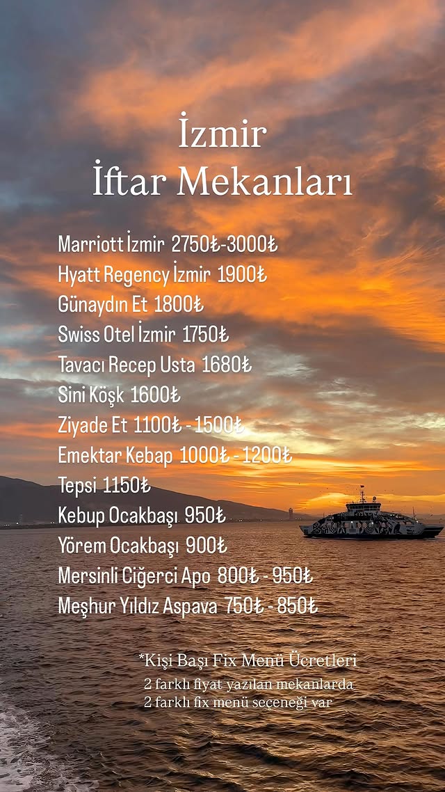 ✨İftara gidelim dediğin kişilere gönder. #reklam değildir 🔸İzmir’de iftar yapabileceğiniz bazı mekan…