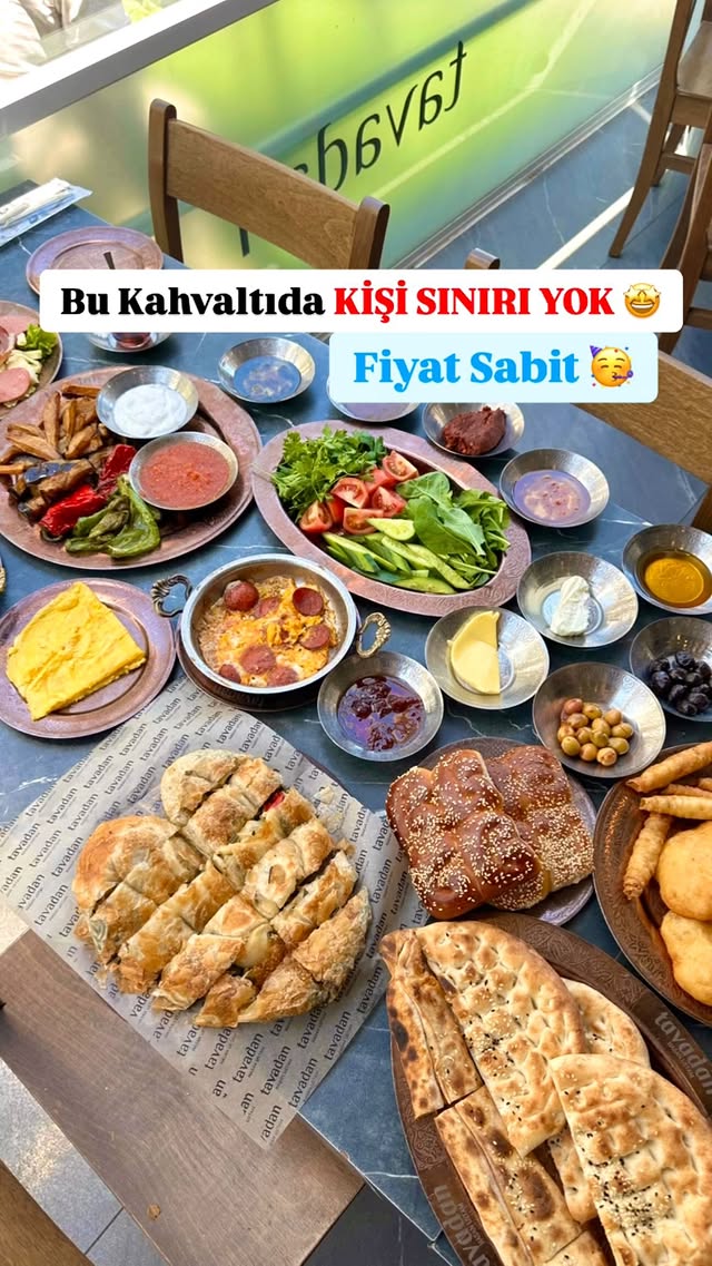 Bu kahvaltıda kişi sınırı yok 🍳 ister 2 kişi, ister 6 kişi gidin yiyin fiyat aynı @tavadantr ✨ #rekl…