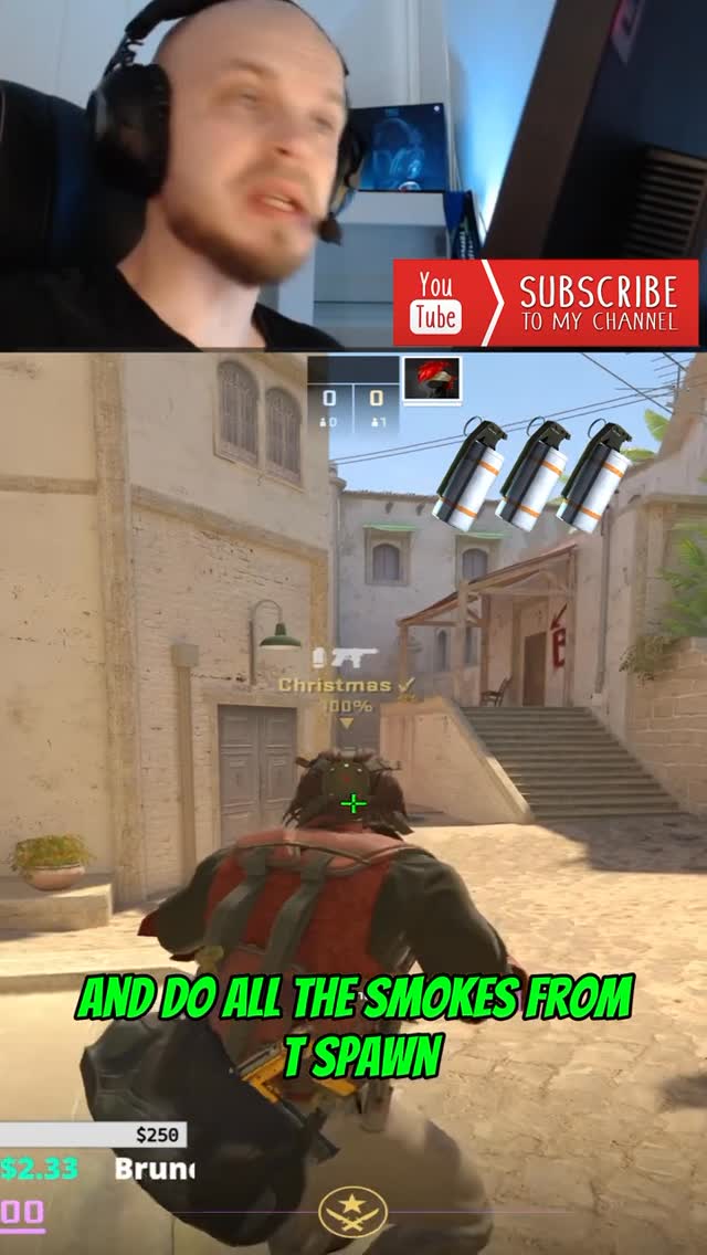 CS2 - Mirage, Fastest B smokes from T spawn 🤓 #cs2 #cs #faceit #cs2clips #cs2funny